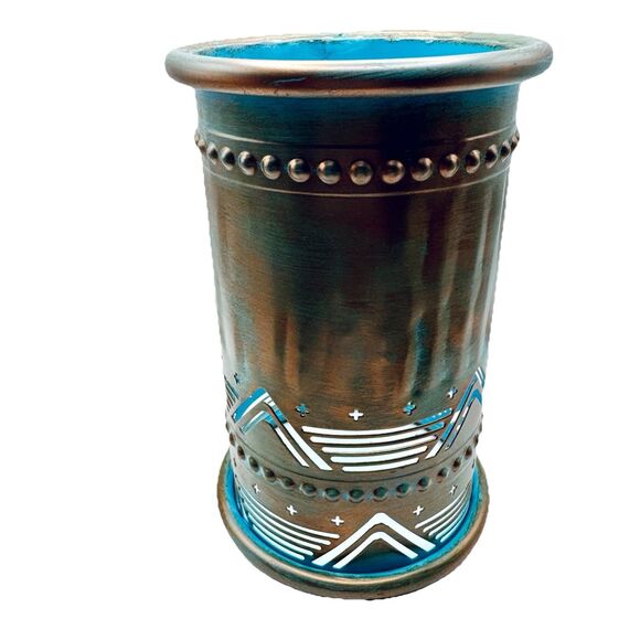 Pink Zebra Wax Warming Shade Metal Verigated Turquoise Blue Copper Southwestern - Picture 3 of 7
